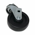 Rubbermaid Commercial Replacement Bayonet-Stem Swivel Casters, Threaded Stem 0.5 in.x1 in., 4 in. Hard Rubber Wheel, Black FG9T18L10000
